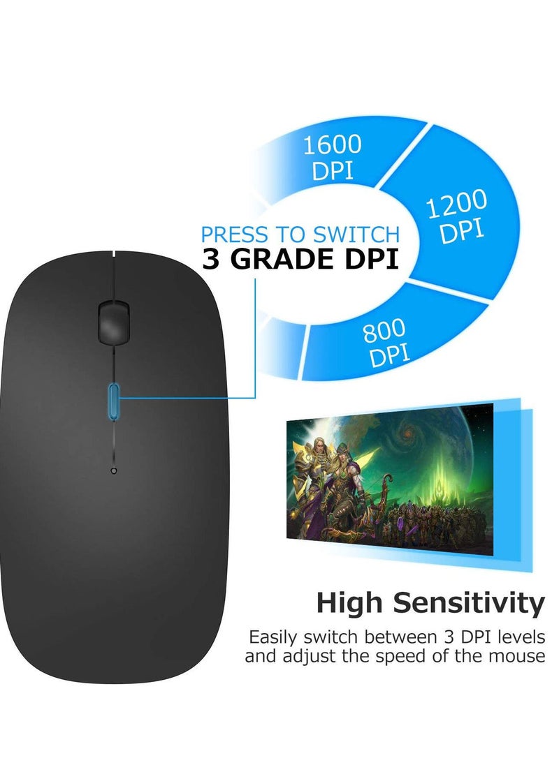 Generic - Wireless Bluetooth Mouse for Apple iPad iPhone MacBook Android Samsung Tablet Phone Dual Mode Rechargeable 2.4G Portable Computer Mice for Windows Laptop Notebook PC Mac Desktop USB Receiver Black - Image 1