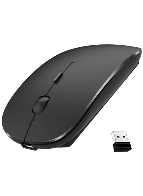 Wireless Bluetooth Mouse for Apple iPad iPhone MacBook Android Samsung Tablet Phone Dual Mode Rechargeable 2.4G Portable Computer Mice for Windows Laptop Notebook PC Mac Desktop USB Receiver Black