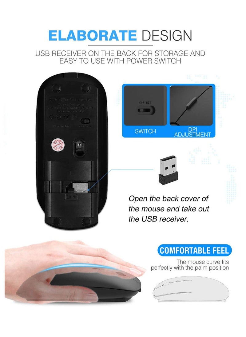 Generic - Wireless Bluetooth Mouse for Apple iPad iPhone MacBook Android Samsung Tablet Phone Dual Mode Rechargeable 2.4G Portable Computer Mice for Windows Laptop Notebook PC Mac Desktop USB Receiver Black - Image 1