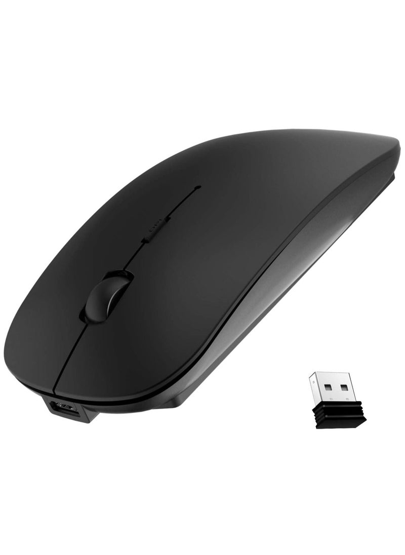 Generic - Wireless Bluetooth Mouse for Apple iPad iPhone MacBook Android Samsung Tablet Phone Dual Mode Rechargeable 2.4G Portable Computer Mice for Windows Laptop Notebook PC Mac Desktop USB Receiver Black - Image 1