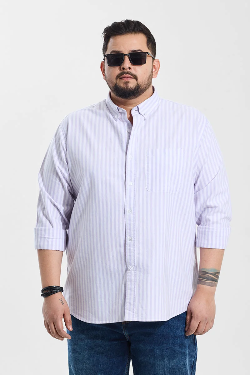 SNITCH Fortunato Lavender Stripes Plus Size Shirt