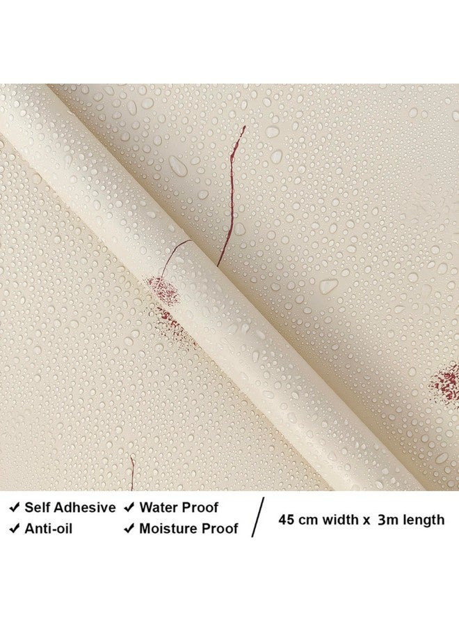 التعارف ورق جدران ذاتي اللصق باللون البيج الهندباء، ملصقات فينيل مقاومة للماء، ورق حائط من مادة PVC (45 سم × 304 سم) - Image 3