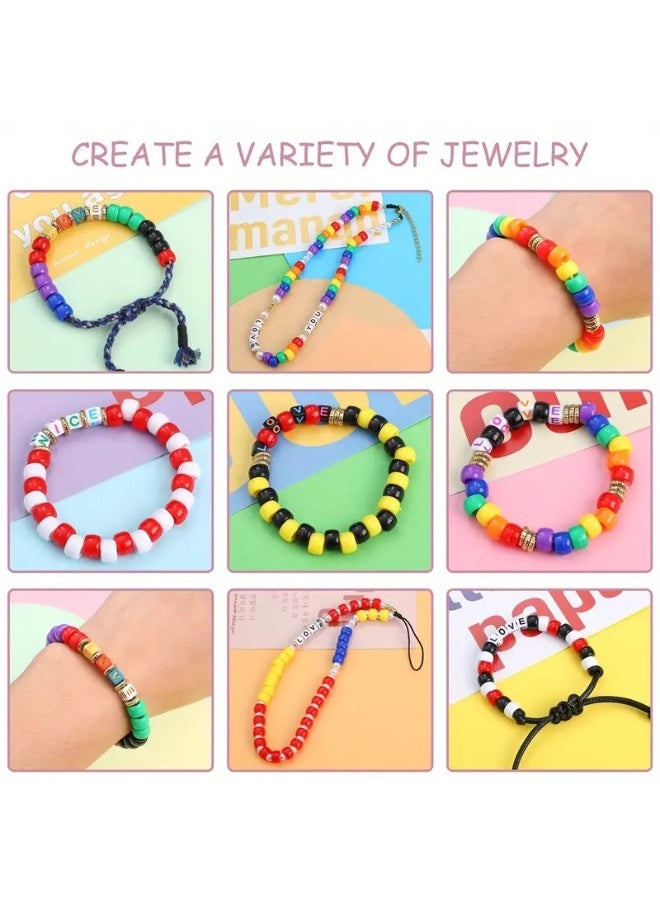 Capstro 3960 PCS Pony Beads Bracelet Making Kit – Includes 2400 Colorful Acrylic Beads (48 Colors), 1560 Letter Charms & Elastic Rolls | DIY Name Bracelet & Jewelry Craft Set for Kids, Teens & Adults - Image 2