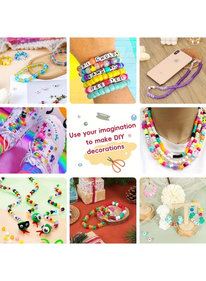 Capstro 3960 PCS Pony Beads Bracelet Making Kit – Includes 2400 Colorful Acrylic Beads (48 Colors), 1560 Letter Charms & Elastic Rolls | DIY Name Bracelet & Jewelry Craft Set for Kids, Teens & Adults - Image 3