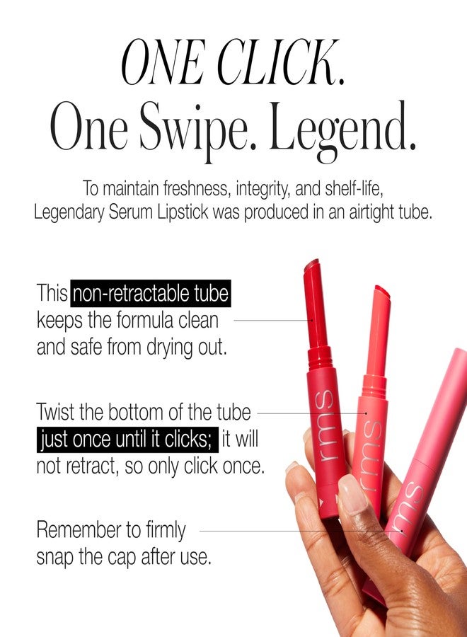آر إم إس بيوتي أحمر شفاه RMS Beauty Nude Legendary Serum - لون شفاه بلمسة نهائية ساتانية، أحمر شفاه هجين بسيروم، أحمر شفاه يدوم طويلاً للنساء، مرطب للشفاه - Image 4