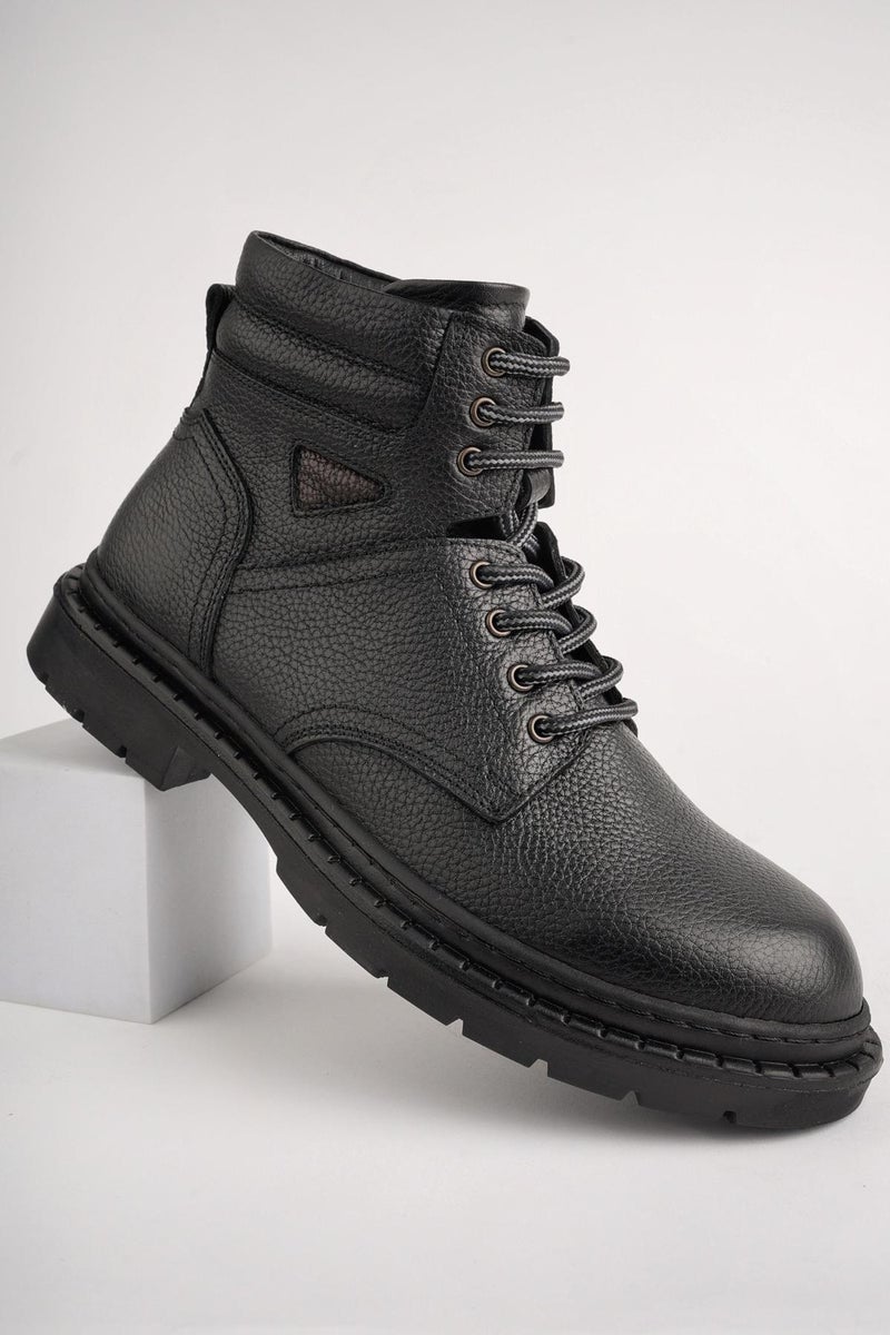 muggo Stephan Lace-Up Genuine Leather Non-Slip Sole Men's Boots  - Image 1