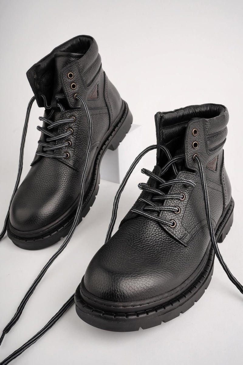 muggo Stephan Lace-Up Genuine Leather Non-Slip Sole Men's Boots  - Image 3