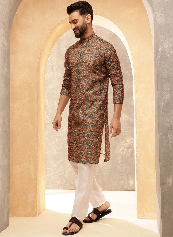 Sojanya قميص كورتا بقلنسوة مزخرفة بتصميمات عرقية للرجال - Image 3