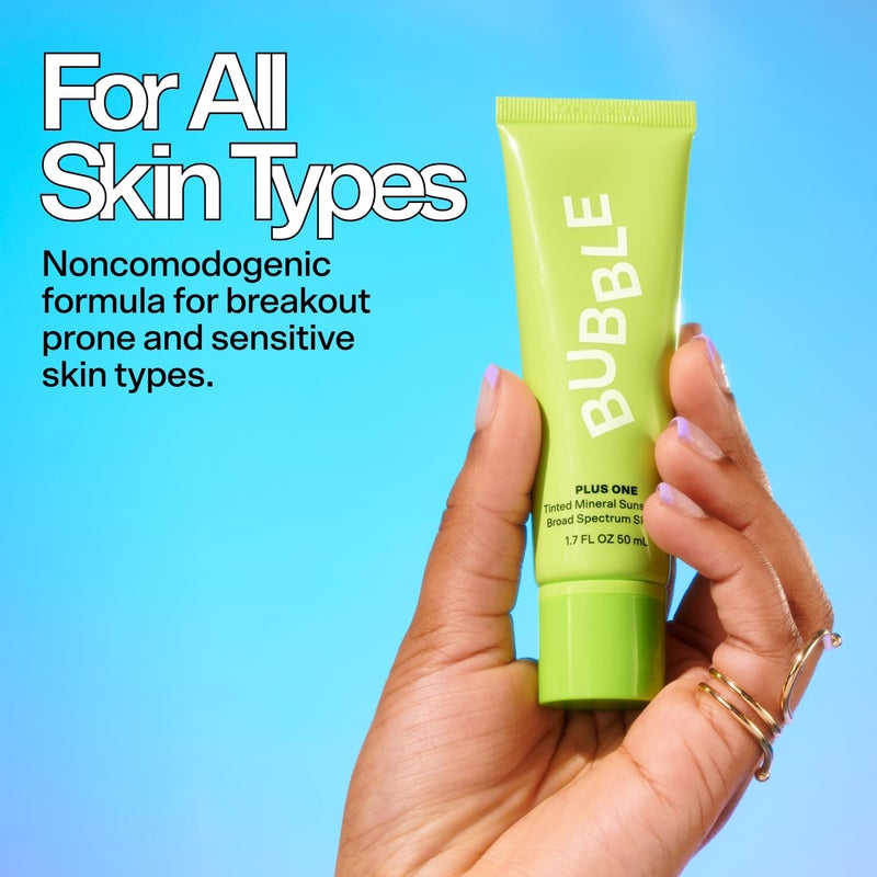 Bubble Daily Mineral Sunscreen Broad Spectrum SPF 40 - Tinted Sunscreen for Face with Zinc Oxide & Omega 3 Fatty Acids - Hydrating & Blurring Formula Suitable for All Skin Types (50ml) - Image 5