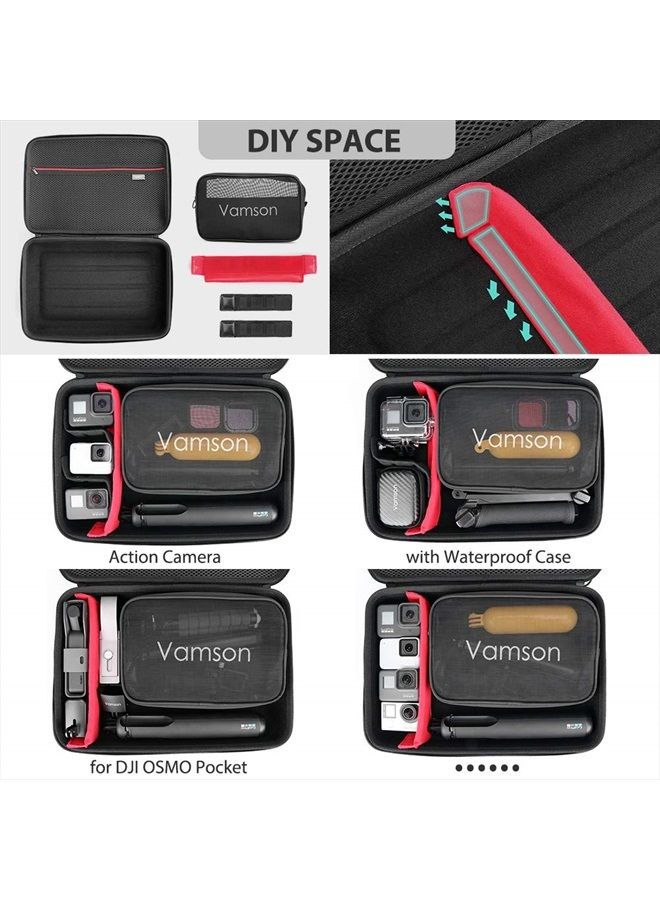 Vamson حقيبة حمل كبيرة لكاميرات GoPro Hero 11 10 9 8 7 6 5 4 3 / DJI Osmo Action / AKASO / APEMAN / Insta360 One X والإكسسوارات، حقيبة سفر واقية من PU صلبة DIY، VP808 - Image 4