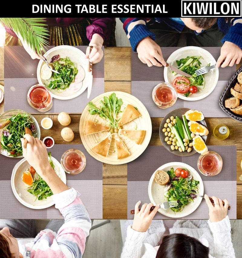 Kiwilon Placemats for Dining Table Set of 6 I PVC Heat Resistance Dining Table Mats I Washable Non-Slip Placements Multi-Purpose (C-5, Pack of 6) - Image 2