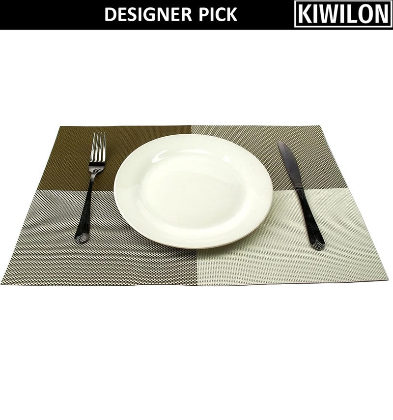 Kiwilon Placemats for Dining Table Set of 6 I PVC Heat Resistance Dining Table Mats I Washable Non-Slip Placements Multi-Purpose (C-5, Pack of 6) - Image 4