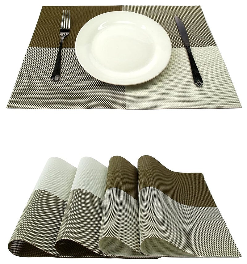 Kiwilon Placemats for Dining Table Set of 6 I PVC Heat Resistance Dining Table Mats I Washable Non-Slip Placements Multi-Purpose (C-5, Pack of 6) - Image 1