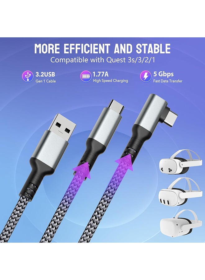 O Ozone Link Cable 5M Compatible with for Meta Quest 3/2/Pro and Pico VR Headsets, Nylon Braided USB-C Cable with Fast Charging & USB 3.0 Data Transfer-Grey - Image 5
