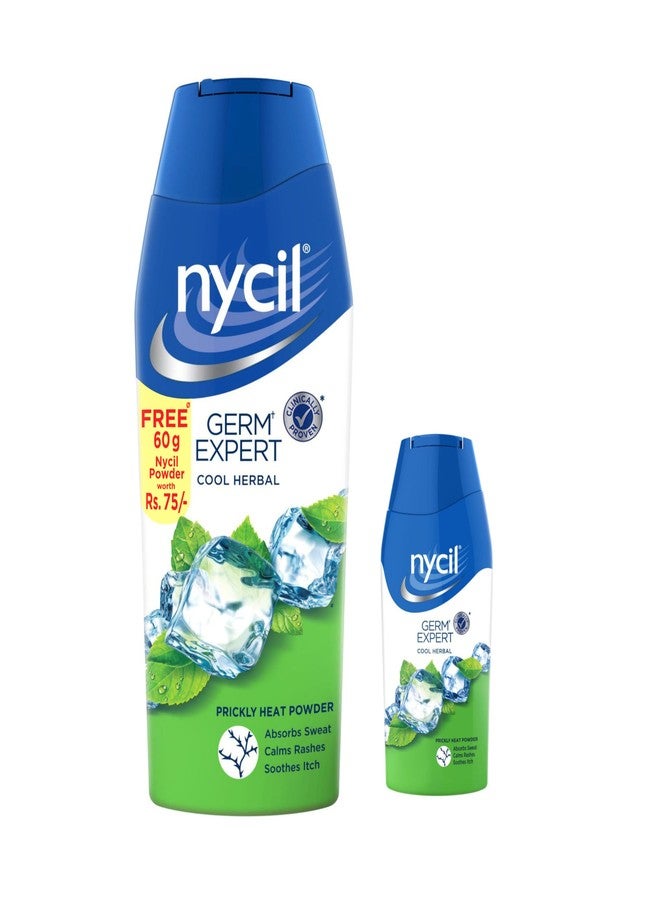 Nycil Cool Herbal Prickly Heat Talcum Powder, 150g (Cool Herbal 60g Free) - Image 1