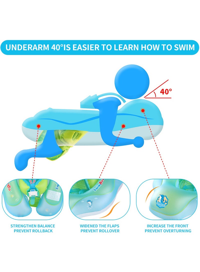 سويمبوبو عوامة سباحة للأطفال، حلقة سباحة للأطفال، سترة سباحة للأطفال الصغار، حلقة عائمة لخصر الأطفال، عوامة أطفال قابلة للنفخ مع مظلة، حلقة سباحة للأطفال، دورة سباحة للأطفال الصغار (أخضر) - Image 4