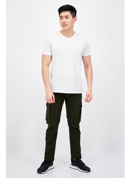 Threadbare Men Solid Stretchable Cargo Pants, Forest Green  - Image 4