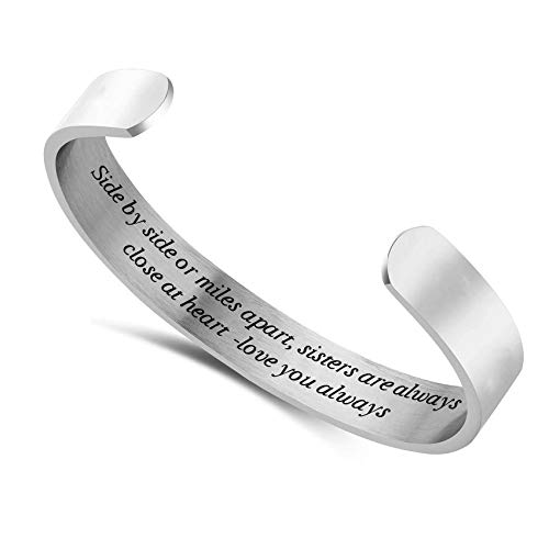Melix Home Sister Gifts Bracelet Side By Side Or Miles Apart Sisters Bracelets for Women Christmas Birthday Gift Cousins Jewelry (White) - Image 1