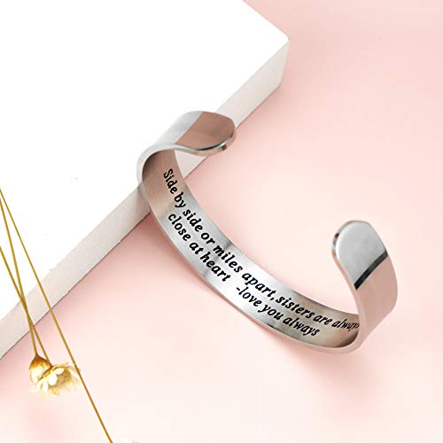 Melix Home Sister Gifts Bracelet Side By Side Or Miles Apart Sisters Bracelets for Women Christmas Birthday Gift Cousins Jewelry (White) - Image 3