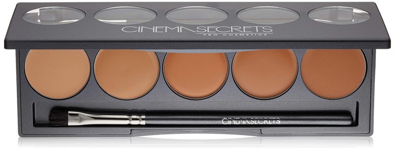 Cinema Secrets Ultimate Foundation 5-in1 Palette - Medium Peach-Beige Undertones,400 series, Buildable Coverage, Long-Wear Matte Finish, Paraben-Free, Color Correct, Contour & Highlight - Image 1
