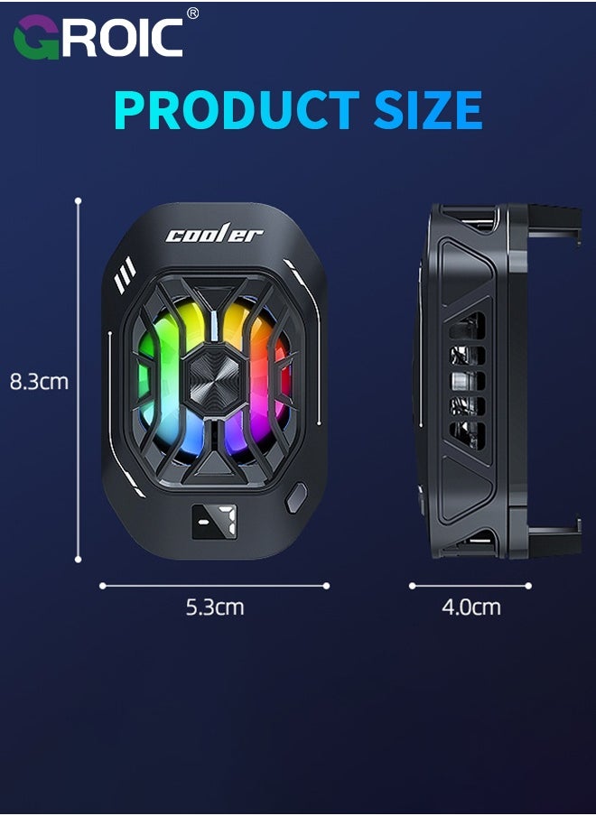 Gaming Phone Cooler Universal Fan With 3 Cooling Modes, RGB Lights for iPhone & Smartphones - Advanced Cooling & Charging, Ideal for Live Streaming and Gaming phone