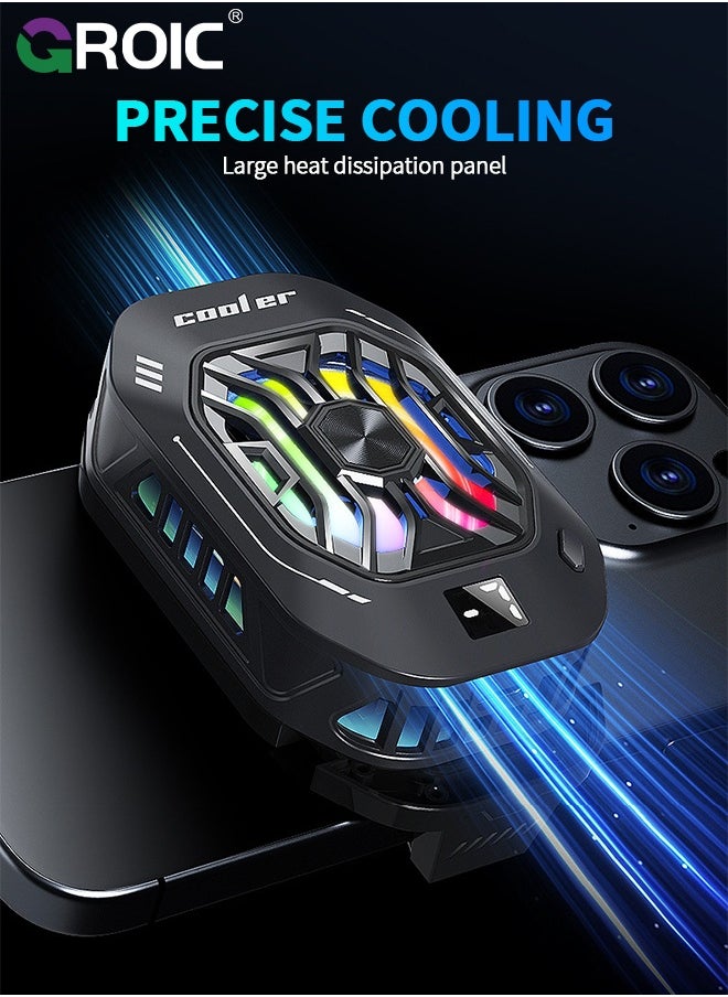 Gaming Phone Cooler Universal Fan With 3 Cooling Modes, RGB Lights for iPhone & Smartphones - Advanced Cooling & Charging, Ideal for Live Streaming and Gaming phone