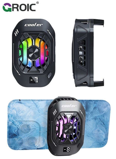 Gaming Phone Cooler Universal Fan With 3 Cooling Modes, RGB Lights for iPhone & Smartphones - Advanced Cooling & Charging, Ideal for Live Streaming and Gaming phone