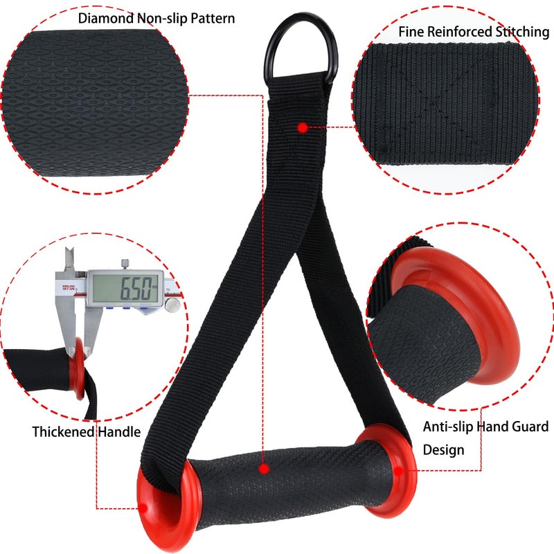 Auerllcy Exercise Handles for Resistance Bands & Cable Machines â€“ Heavy-Duty Non-Slip Padded Grips for Strength Training, Home Gym, and Rehabilitation (Red) - Image 2