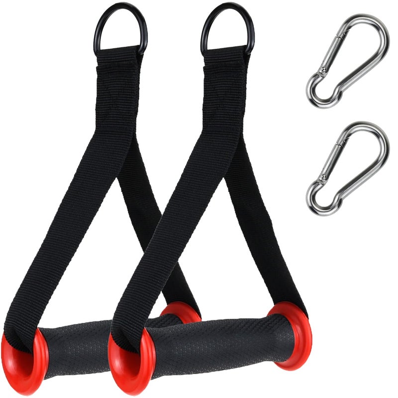 Auerllcy Exercise Handles for Resistance Bands & Cable Machines â€“ Heavy-Duty Non-Slip Padded Grips for Strength Training, Home Gym, and Rehabilitation (Red) - Image 1