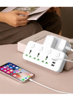 Generic Universal Multi Plug Extension Socket Adapter with 1 TYPE-C, 2 USB, 3 Way Wall Charger Electrical Power Extender Outlet Charging Station  - Image 3