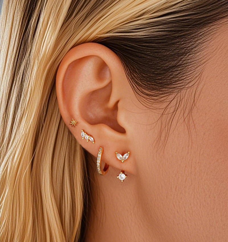 YEEZII Gold Stud Earrings for Women, 6 Pairs 14K Hypoallergenic Cartilage Earrings for Multiple Piercing, Dainty Small Stackable Hoop Ball Earrings Set (Gold-4 Pairs A) - Image 2