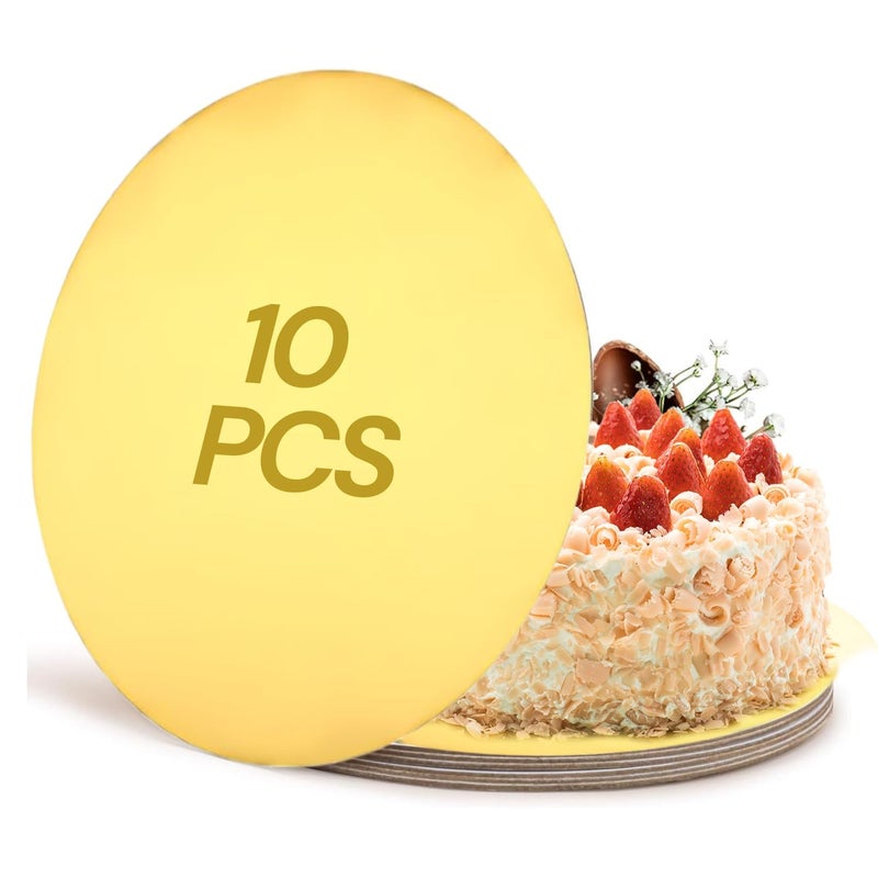 Papyrus Cake Base Board 10-inch Round | MDF Plate | Gold 10 Piece | Scalloped Pizza Circle | Cardboard Round Boards - Image 2