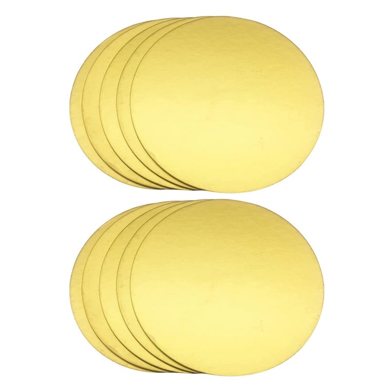 Papyrus Cake Base Board 10-inch Round | MDF Plate | Gold 10 Piece | Scalloped Pizza Circle | Cardboard Round Boards - Image 1
