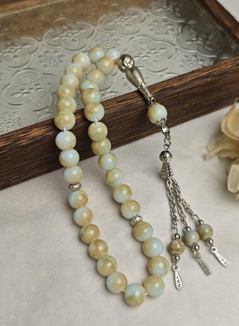 33 سبحة صلاة من اليشم الطبيعي تسبيح/ 10 مم