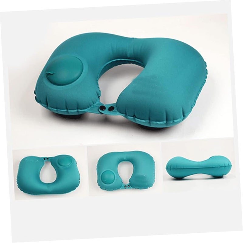 2Pcs U Shape Inflatable Travel Pillow with Automatic Inflator for Airplane Bus Neck Support - Image 5