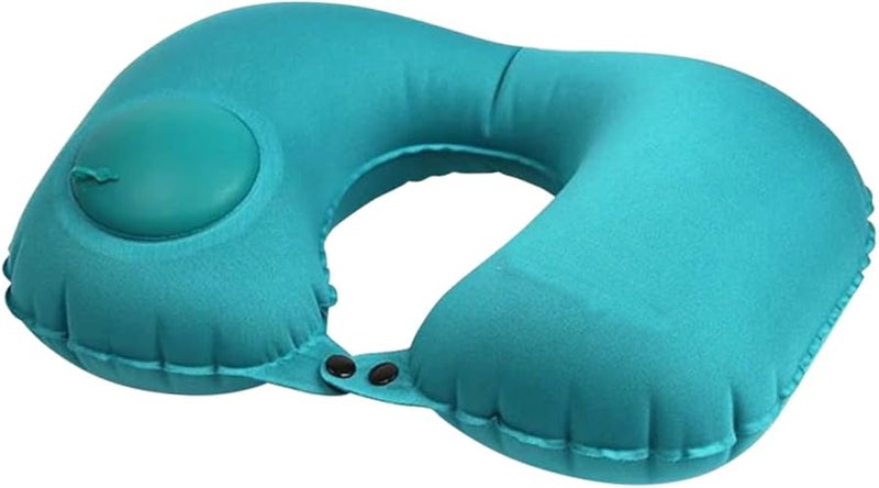 2Pcs U Shape Inflatable Travel Pillow with Automatic Inflator for Airplane Bus Neck Support - Image 1