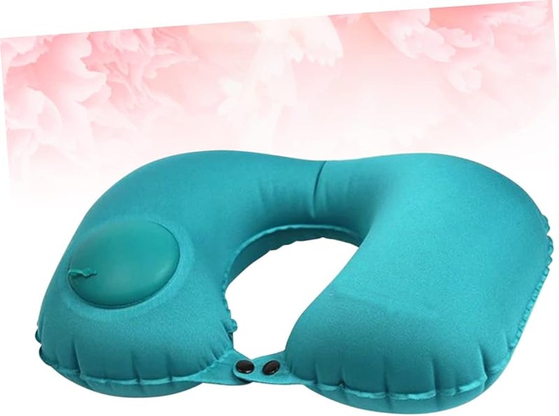 2Pcs U Shape Inflatable Travel Pillow with Automatic Inflator for Airplane Bus Neck Support - Image 3