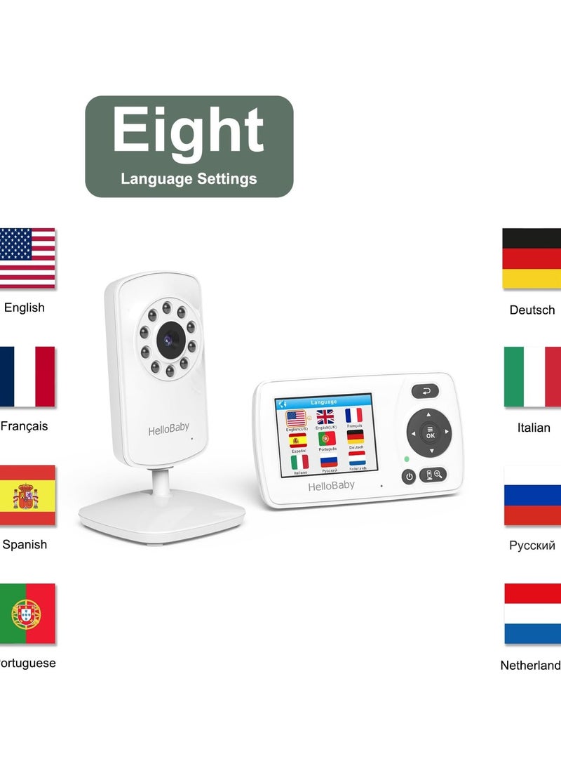 HelloBaby Monitor with Camera and Audio, 1000ft Long Range Video Baby Monitor-No WiFi, Night Vision, VOX Mode-Power Saving, 2.4'' Portable Travel Screen, Baby Safety Camera, for Baby/Pet, Plug & Play - Image 3