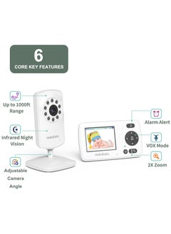 Hellobaby HelloBaby Monitor with Camera and Audio, 1000ft Long Range Video Baby Monitor-No WiFi, Night Vision, VOX Mode-Power Saving, 2.4'' Portable Travel Screen, Baby Safety Camera, for Baby/Pet, Plug & Play  - Image 2