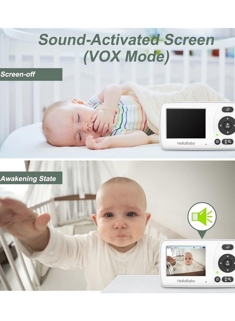 HelloBaby Monitor with Camera and Audio, 1000ft Long Range Video Baby Monitor-No WiFi, Night Vision, VOX Mode-Power Saving, 2.4'' Portable Travel Screen, Baby Safety Camera, for Baby/Pet, Plug & Play - Image 5