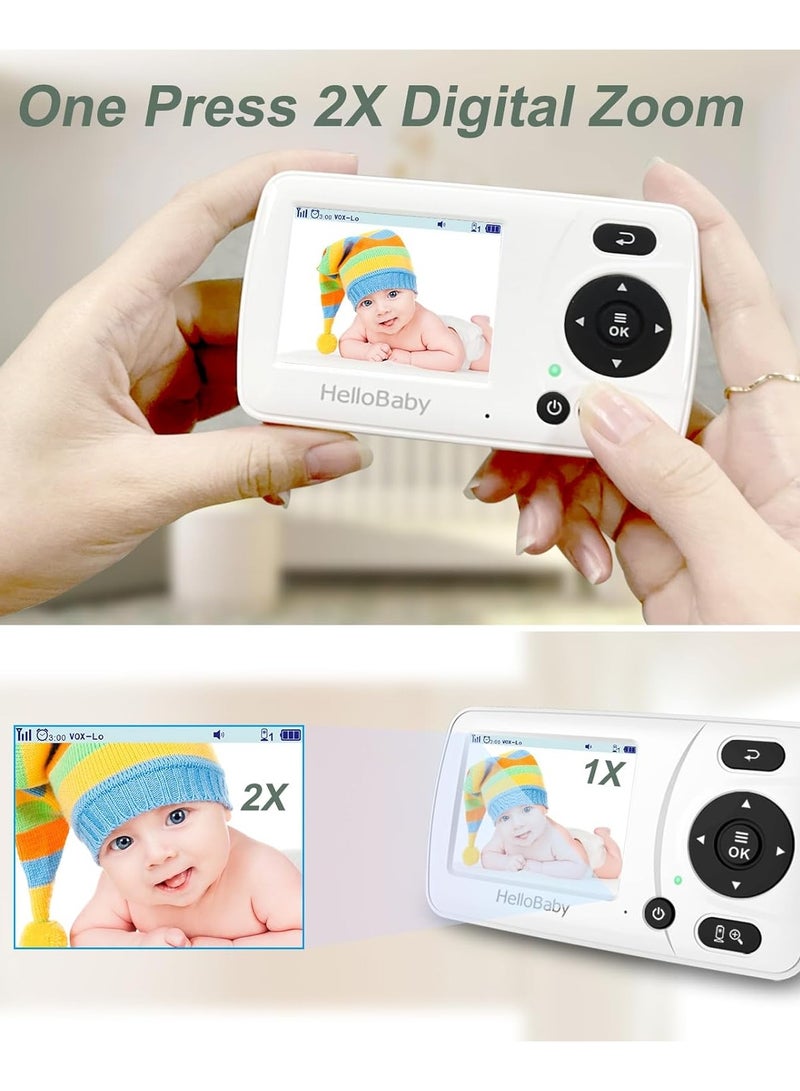 HelloBaby Monitor with Camera and Audio, 1000ft Long Range Video Baby Monitor-No WiFi, Night Vision, VOX Mode-Power Saving, 2.4'' Portable Travel Screen, Baby Safety Camera, for Baby/Pet, Plug & Play - Image 4