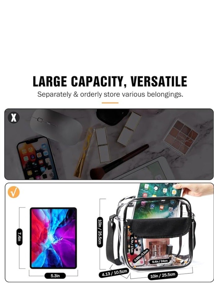 KASTWAVE Clear Crossbody Bag, See Through Clear Purse Handbags with Adjustable Strap, Transparent Waterproof PVC Messenger Shoulder Bag for Women Work Sport Concert, Clear - Image 3