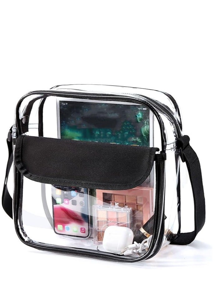 KASTWAVE Clear Crossbody Bag, See Through Clear Purse Handbags with Adjustable Strap, Transparent Waterproof PVC Messenger Shoulder Bag for Women Work Sport Concert, Clear - Image 1