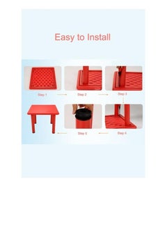 EMZJ Square Shaped Plastic Activity Table With Metal Legs Adjustable Height For Children RED 4MC1R  - Image 4