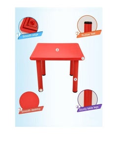 EMZJ Square Shaped Plastic Activity Table With Metal Legs Adjustable Height For Children RED 4MC1R  - Image 2