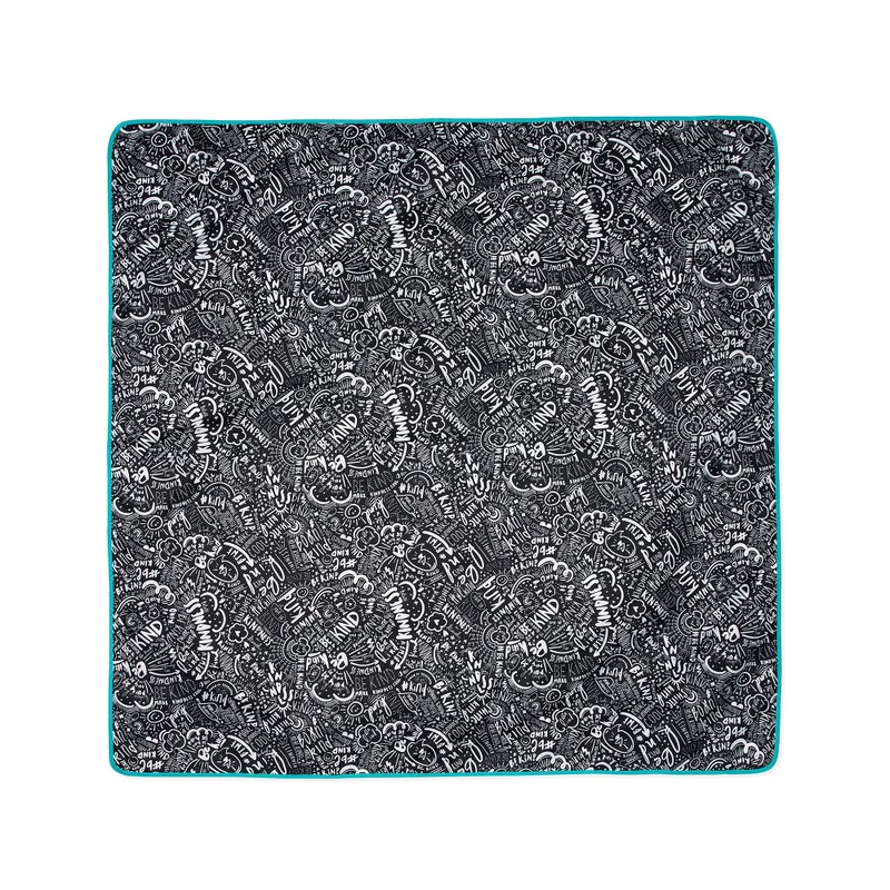 Bumkins Baby Splat Mat for Under High Chair, Babies Toddlers Eating Mess Mat, Waterproof Reusable Cloth for Arts and Crafts, Play Mat for Kids, Floors or Tables 42inx42in, Born This Way Be Kind Black - Image 5