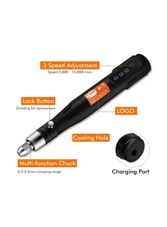 1-Set Handheld Mini Electric Grinder Drill Bit Engraving Pen,Polishing Machine with 161 Pieces Rotating Tool Accessories - Image 4