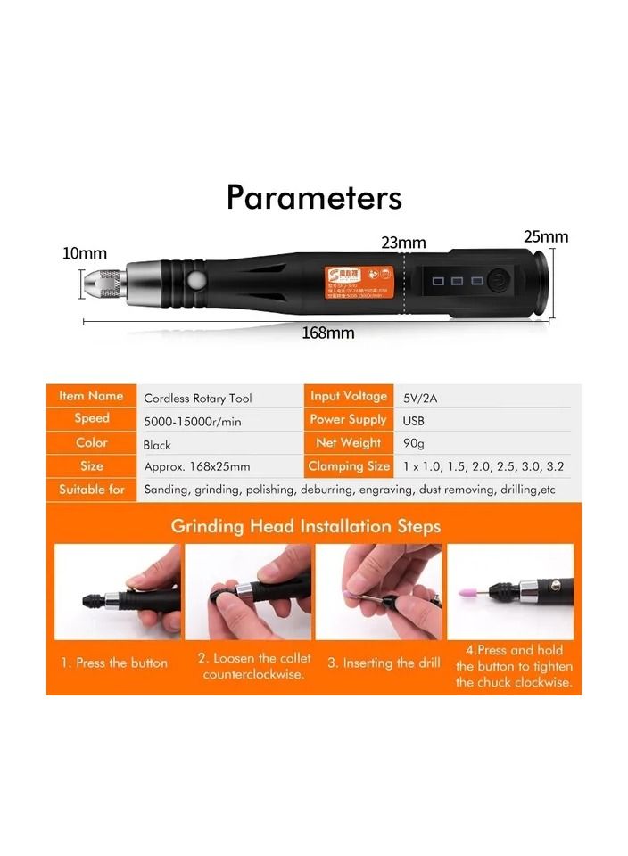 1-Set Handheld Mini Electric Grinder Drill Bit Engraving Pen,Polishing Machine with 161 Pieces Rotating Tool Accessories - Image 2
