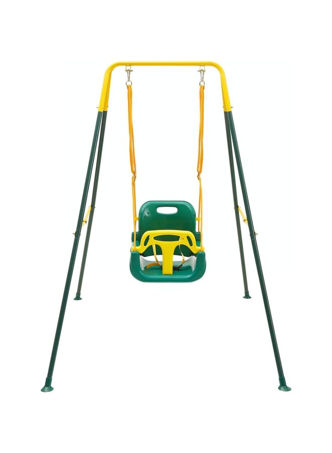 LAMAY 3-in-1 Toddler Swing Indoor/Outdoor Swing with Foldable Metal Stand, Kids Swing Set for Backyard Green - Image 1