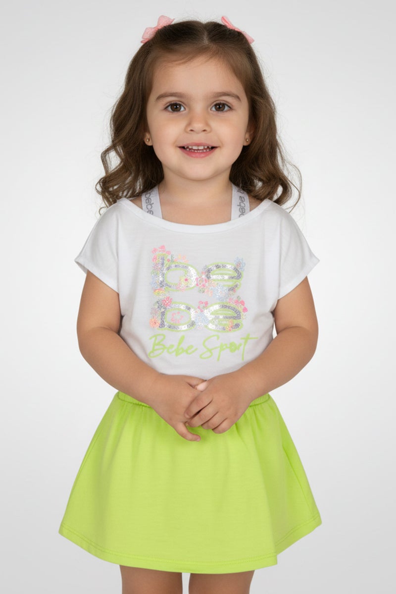 bebe Toddlers Girl 2 Pieces Graphic Print Sleeveless Top And Shorts, Multicolor - Image 1